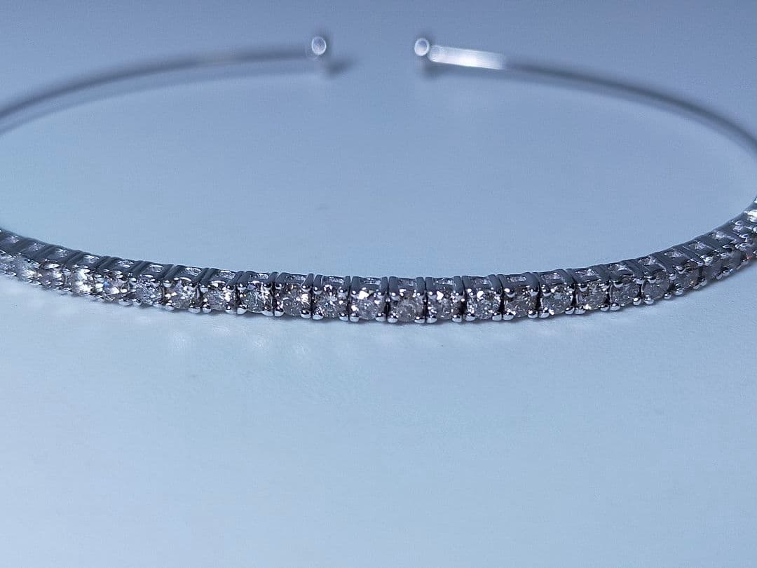 K14WG 14金 ホワイトゴールド 1ct ダイヤモンドバングル ブレスレット