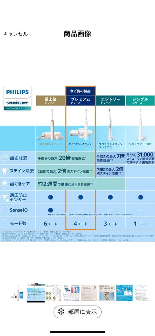 Philips Sonicare 電動歯ブラシ本体 (充電器用グラス付き)
