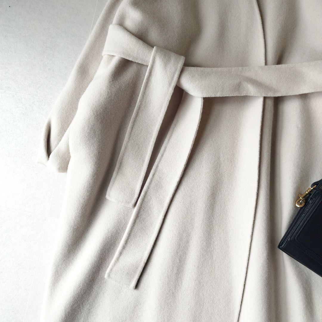 春カラー ミラオーウェン 袖ボリューム接結ノーカラーコート ふっくら袖