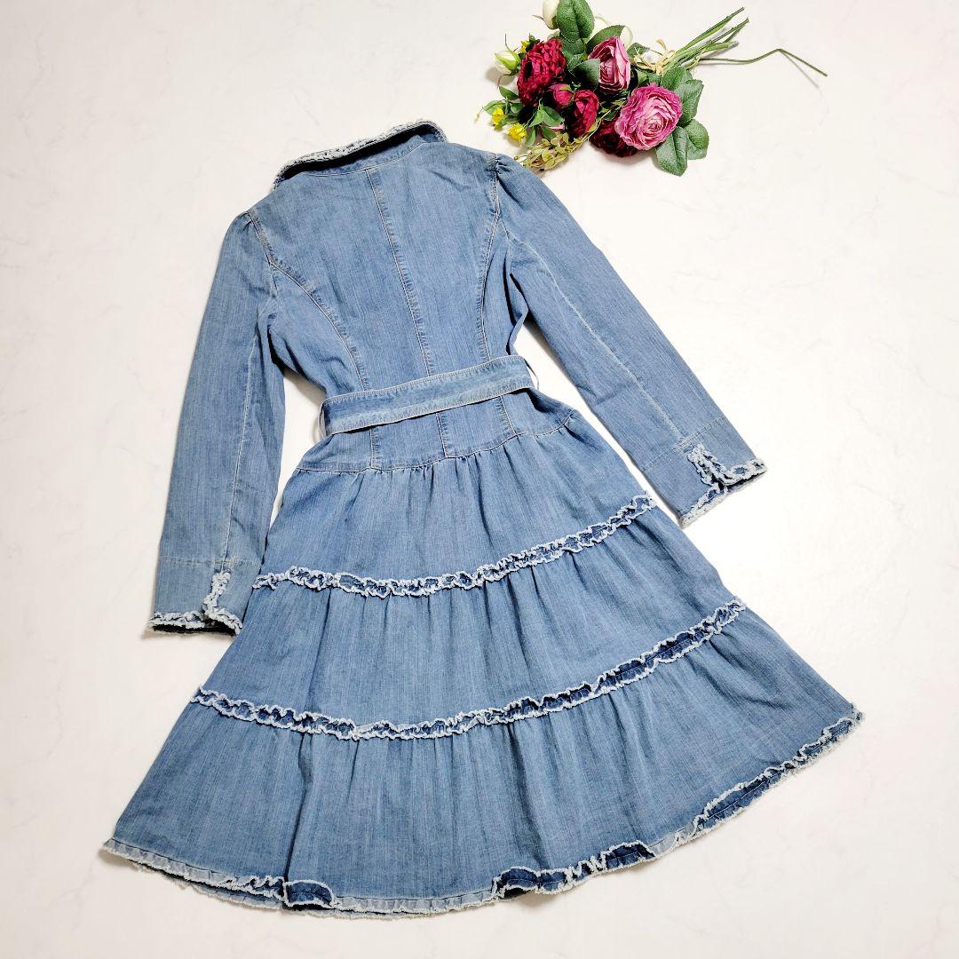 エムズグレイシー トレンチコート デニム フリル ハート ベルト 38 M