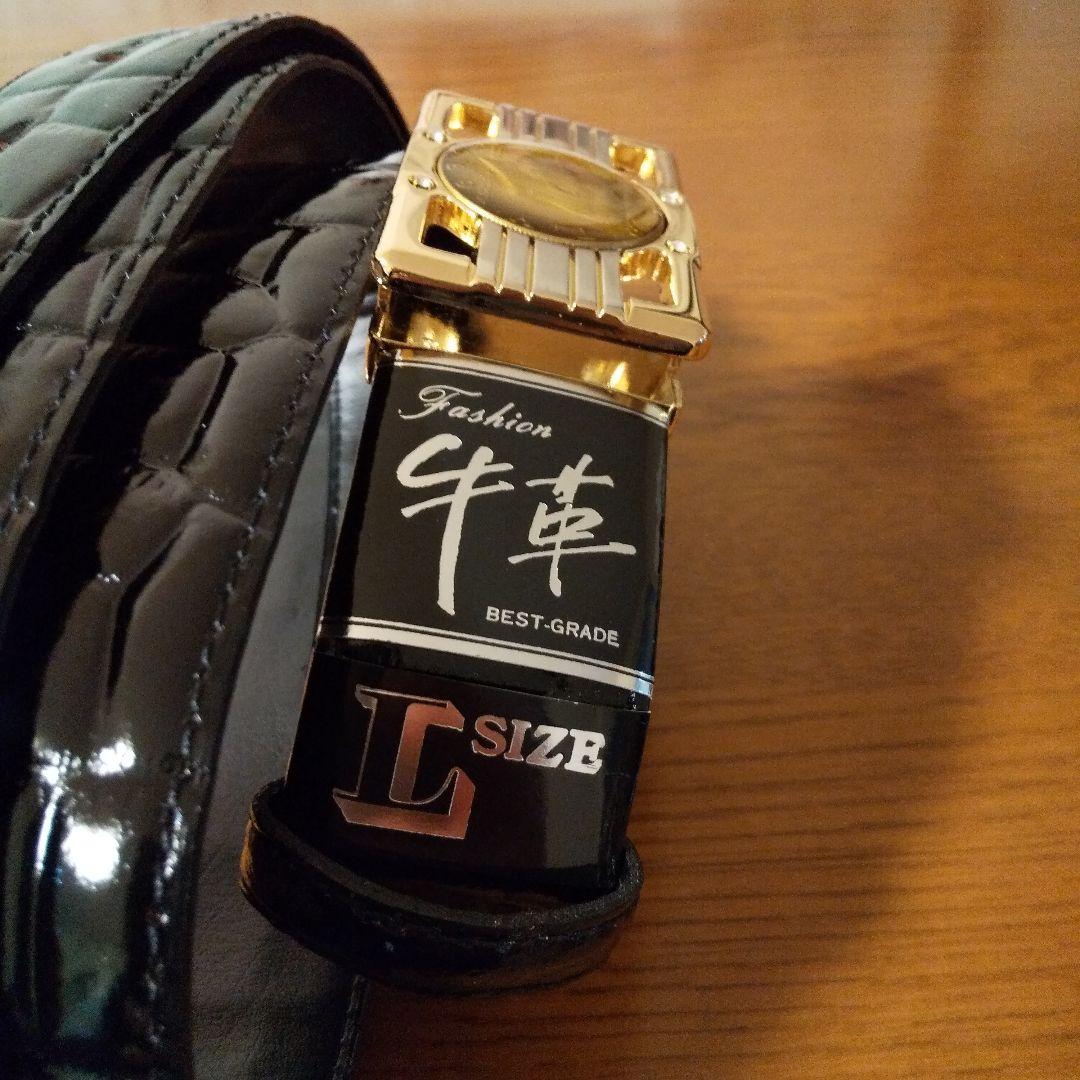 78様専用 ケネディ・ゴールド・コイン・バックル紳士ベルト 牛革 L