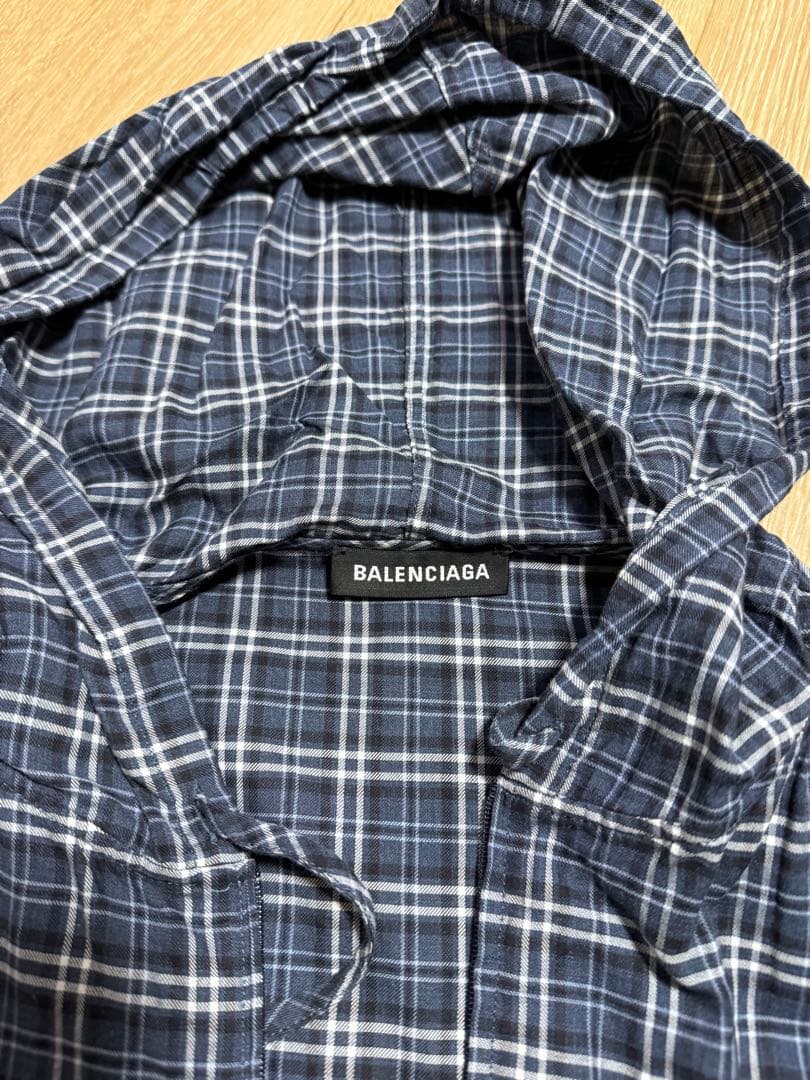 BALENCIAGA チェック柄 フード付きシャツ サイズ37