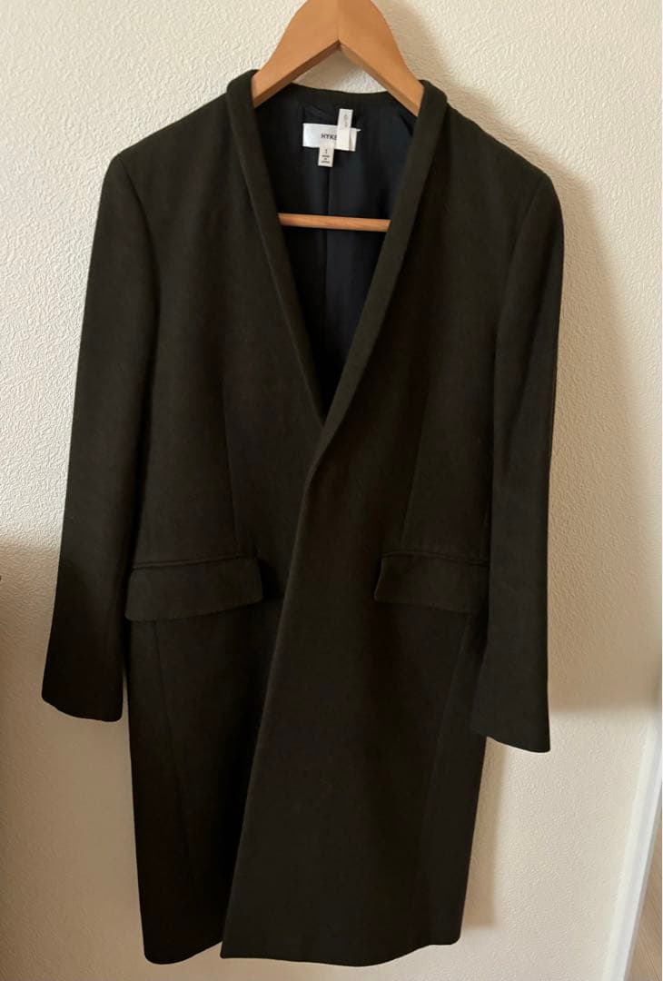 お値下げ中【HYKE】 チェスターコート カーキ ウール サイズ1 - メルカリ