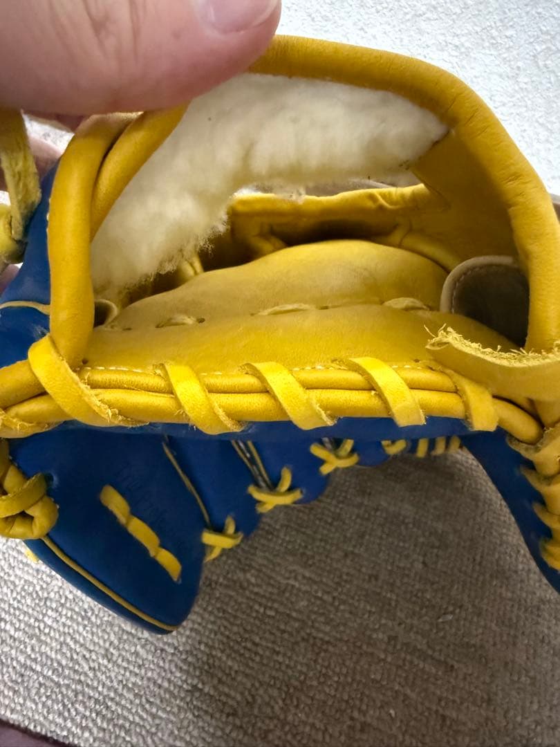 久保田スラッガー軟式グローブ内野手用ブルーイエロー湯もみ型付け済