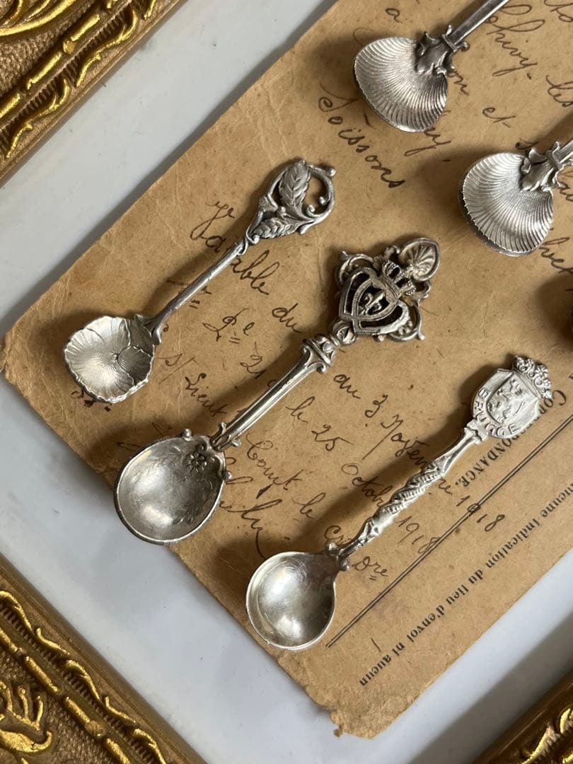 ◆SALE◆フランスアンティーク｜ソルトスプーン6本シルバー銀ミニチュア幸運