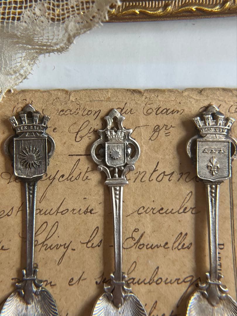 ◆SALE◆フランスアンティーク｜ソルトスプーン6本シルバー銀ミニチュア幸運