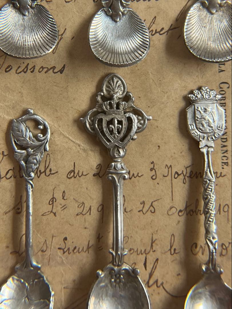 ◆SALE◆フランスアンティーク｜ソルトスプーン6本シルバー銀ミニチュア幸運