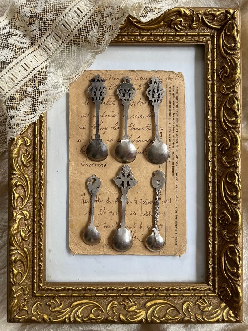 ◆SALE◆フランスアンティーク｜ソルトスプーン6本シルバー銀ミニチュア幸運