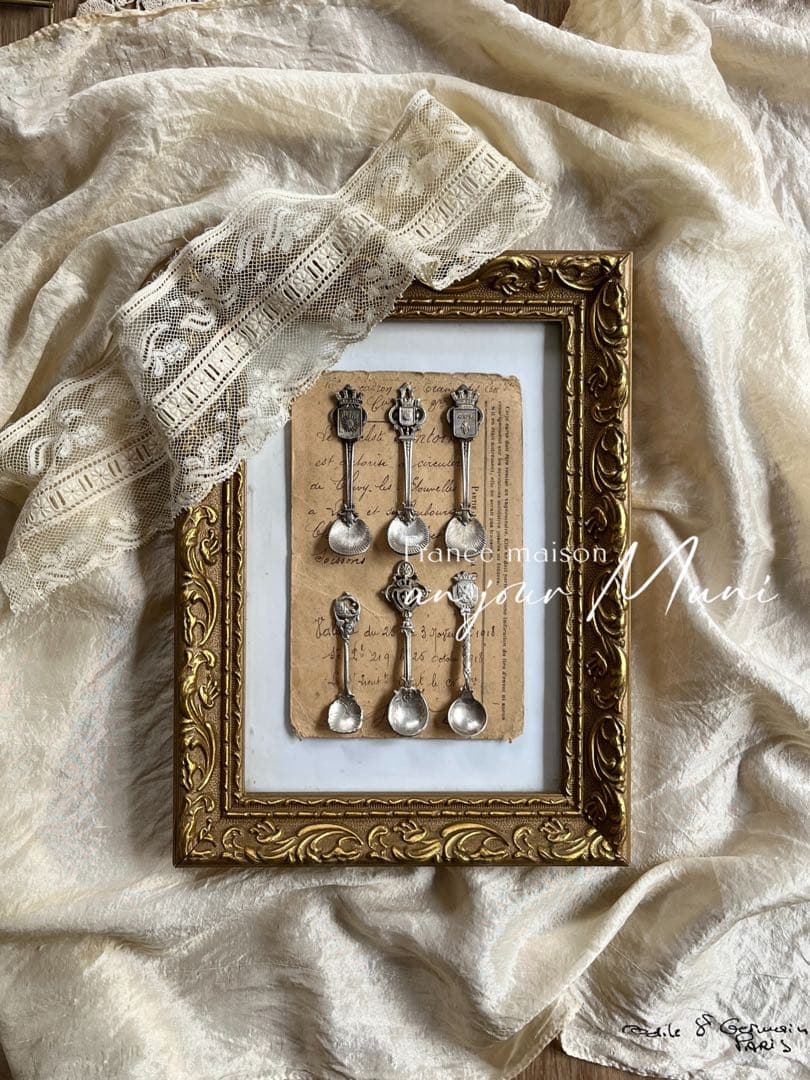 ◆SALE◆フランスアンティーク｜ソルトスプーン6本シルバー銀ミニチュア幸運