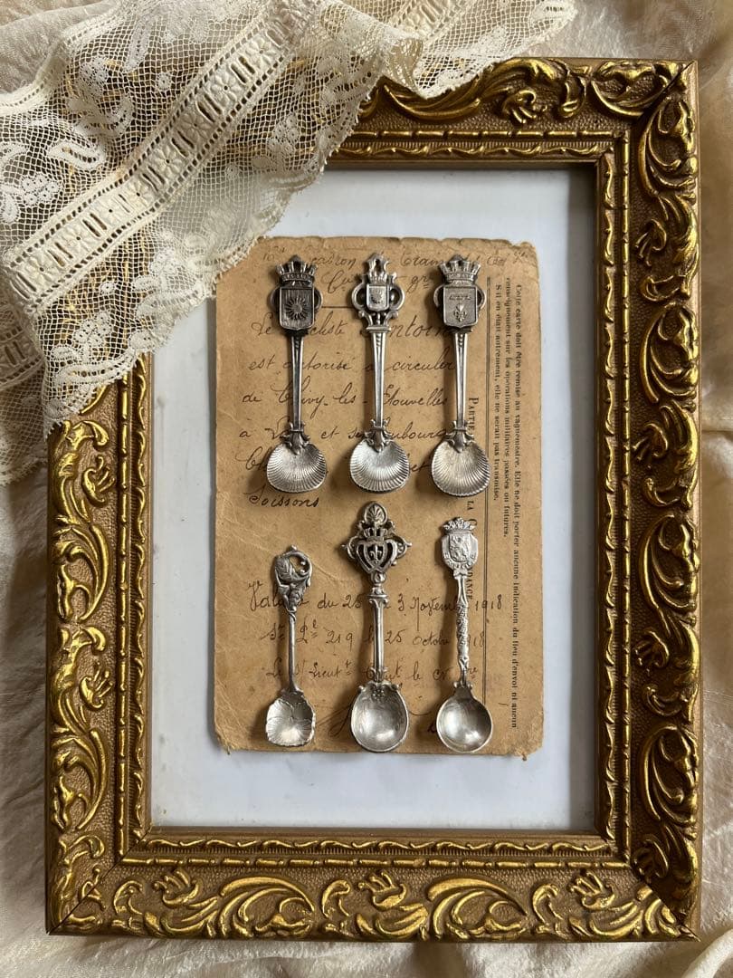 ◆SALE◆フランスアンティーク｜ソルトスプーン6本シルバー銀ミニチュア幸運