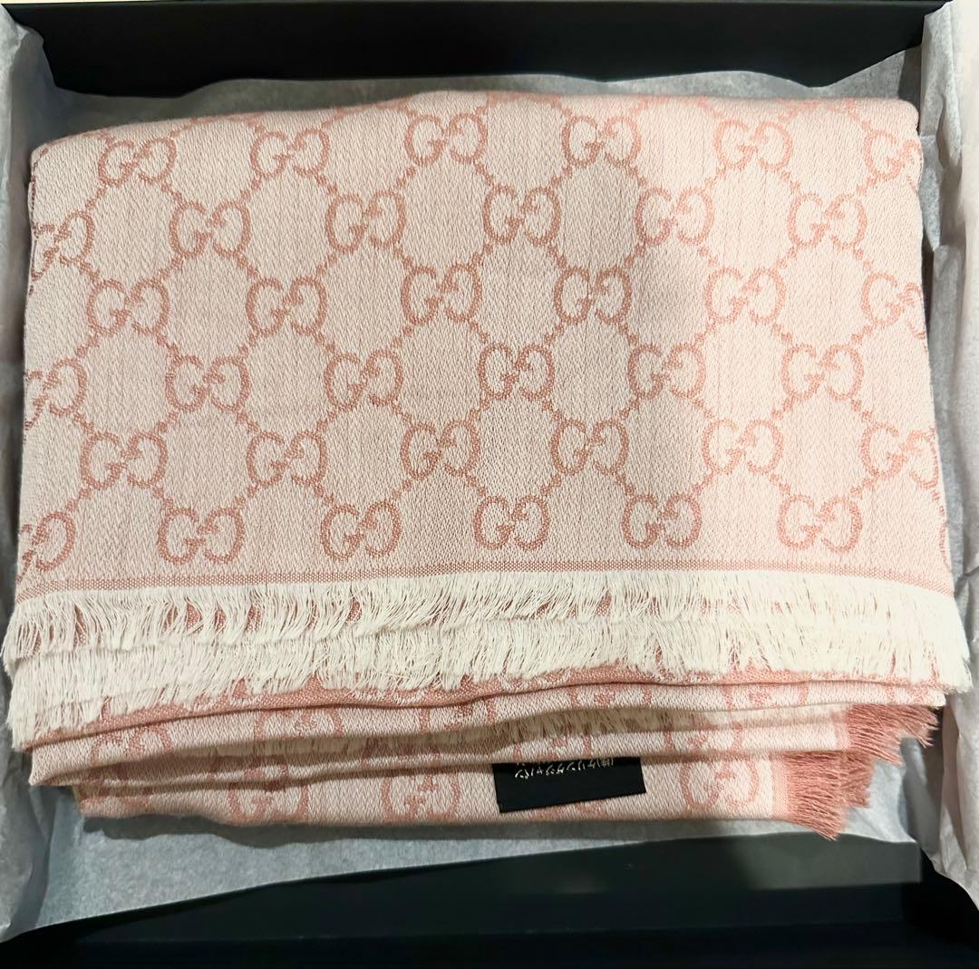 新品 GUCCI グッチ ストール ピンク マフラー