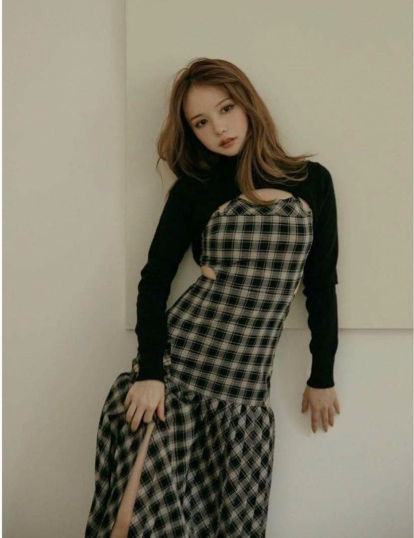 andmary アンナチェックドレス ブラック - メルカリ