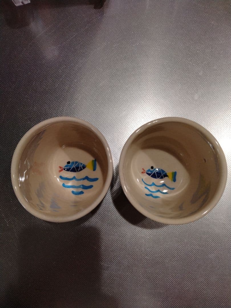 南島焼 奈美ロリマーさん作品 湯呑み2個組 直径約8cm 高さ約