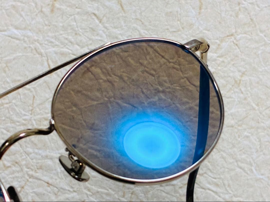 BLANC. B0015 ミラーレンズ ブルー シルバーフレーム ダブルブリッジ