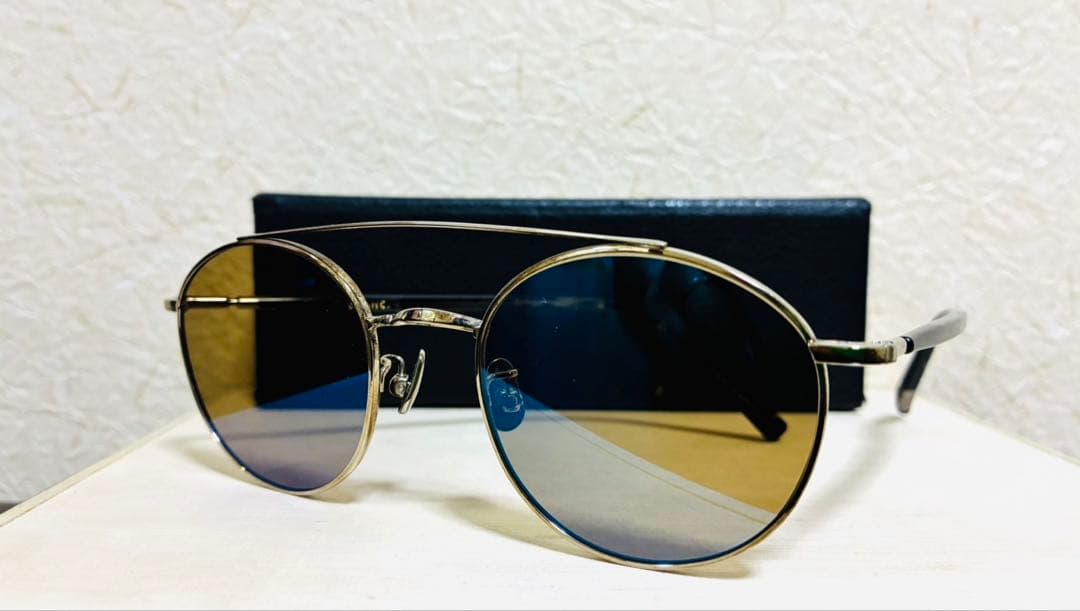 BLANC. B0015 ミラーレンズ ブルー シルバーフレーム ダブルブリッジ