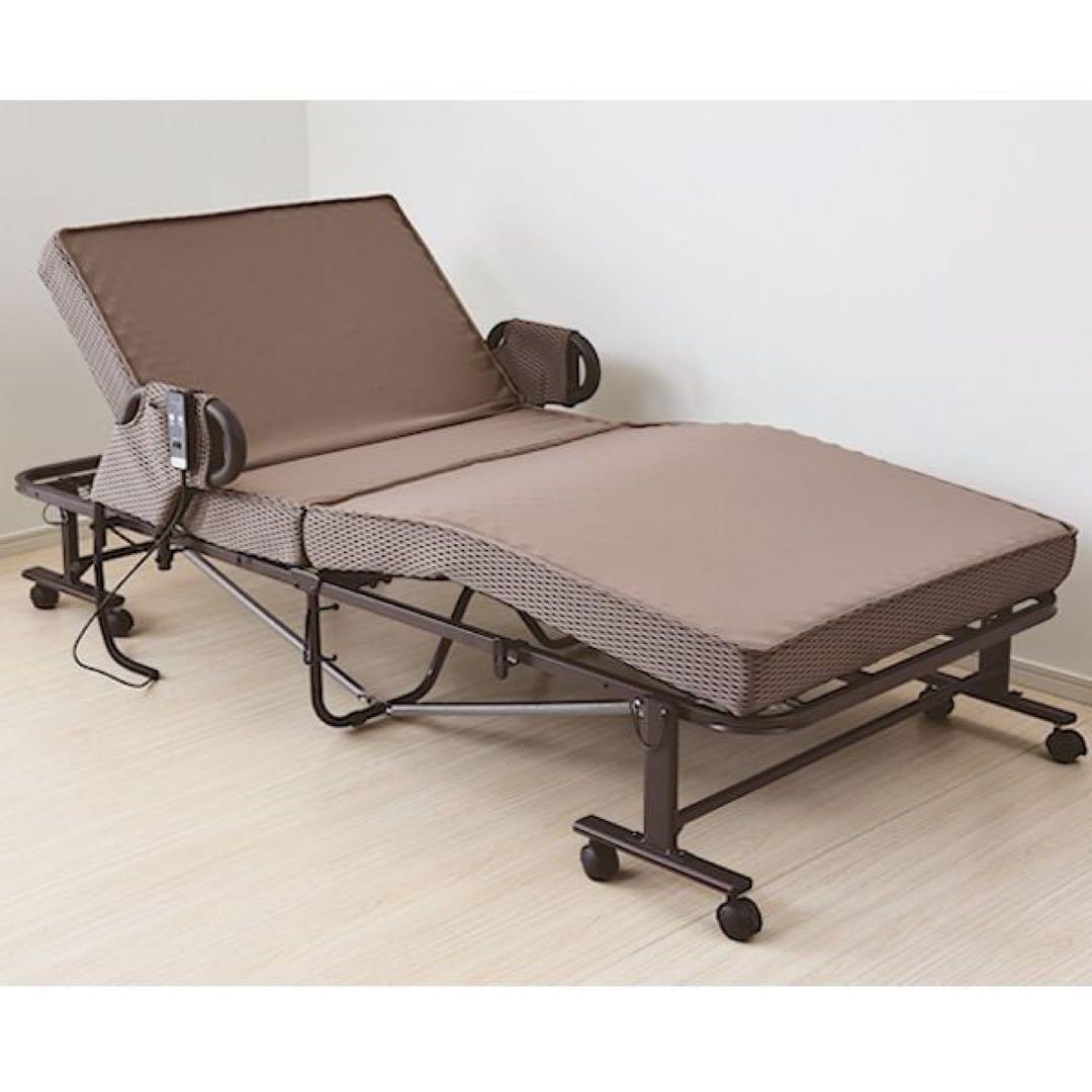 新品未使用箱不良　山善　電動折りたたみベッドハイ取っ手付　ELB-7A（GY）S