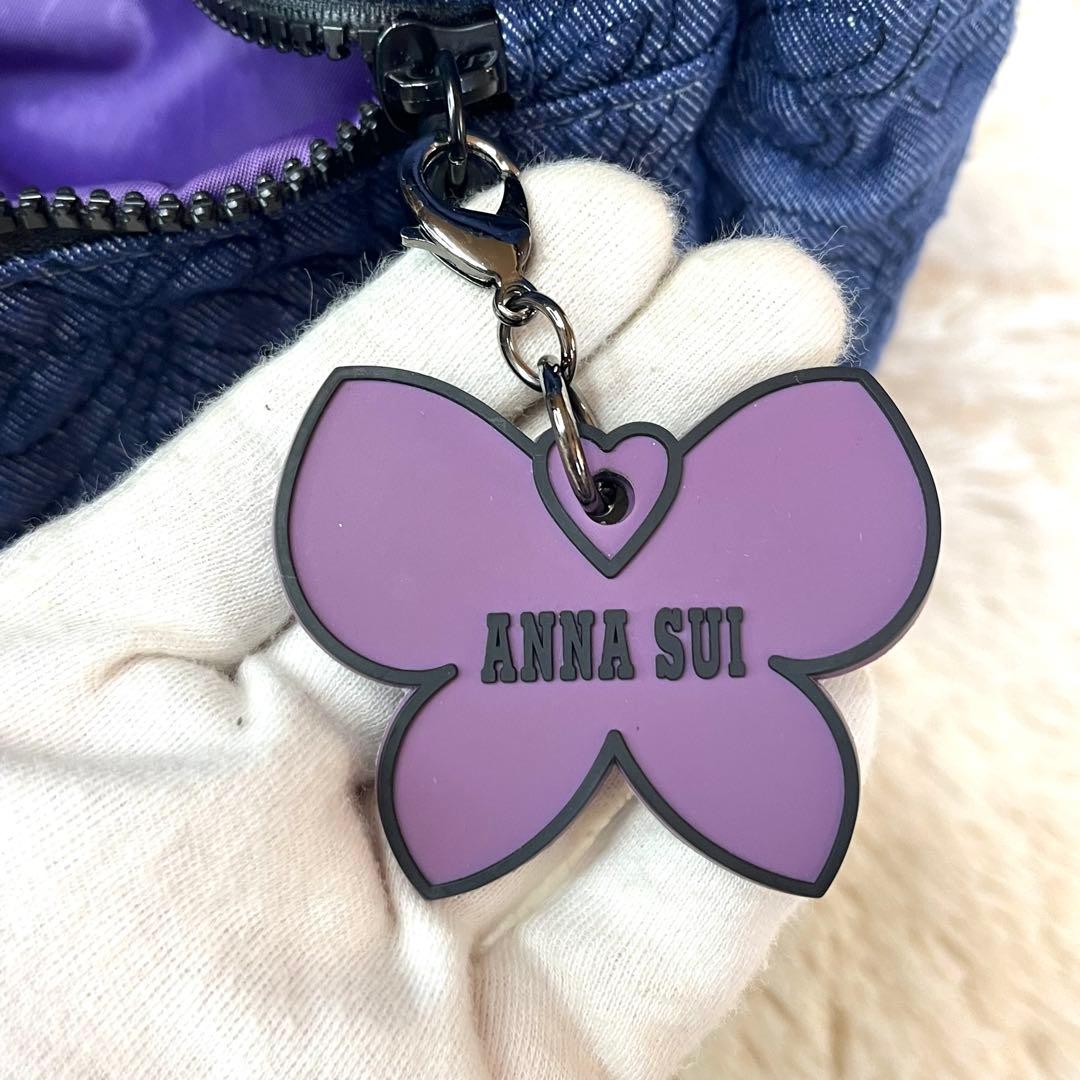 アナスイ リュック 蝶チャーム バタフライキルトデニム　ネイビー