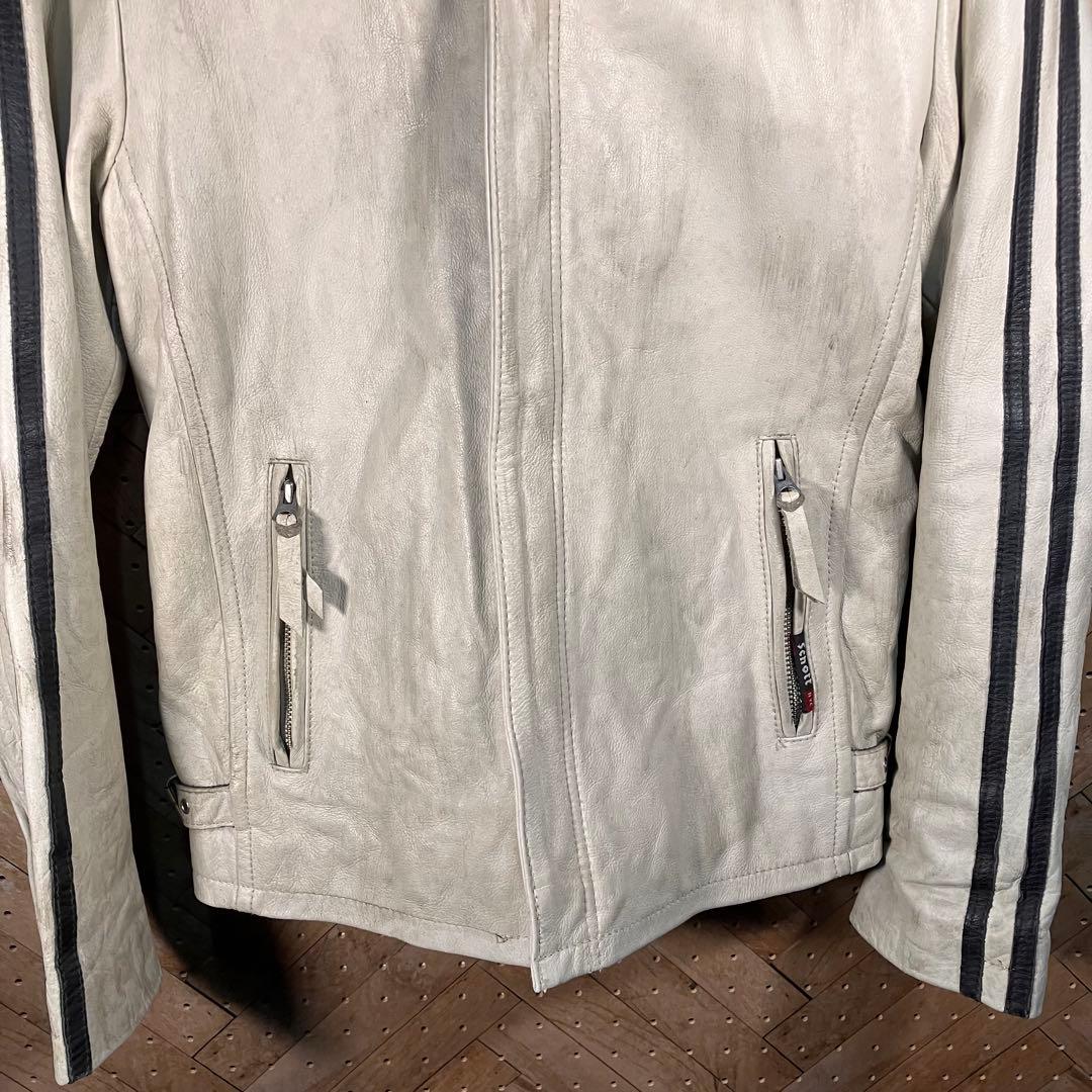 Schott ショット シングルライダース M 牛革 黒ライン 気合いの本格派！