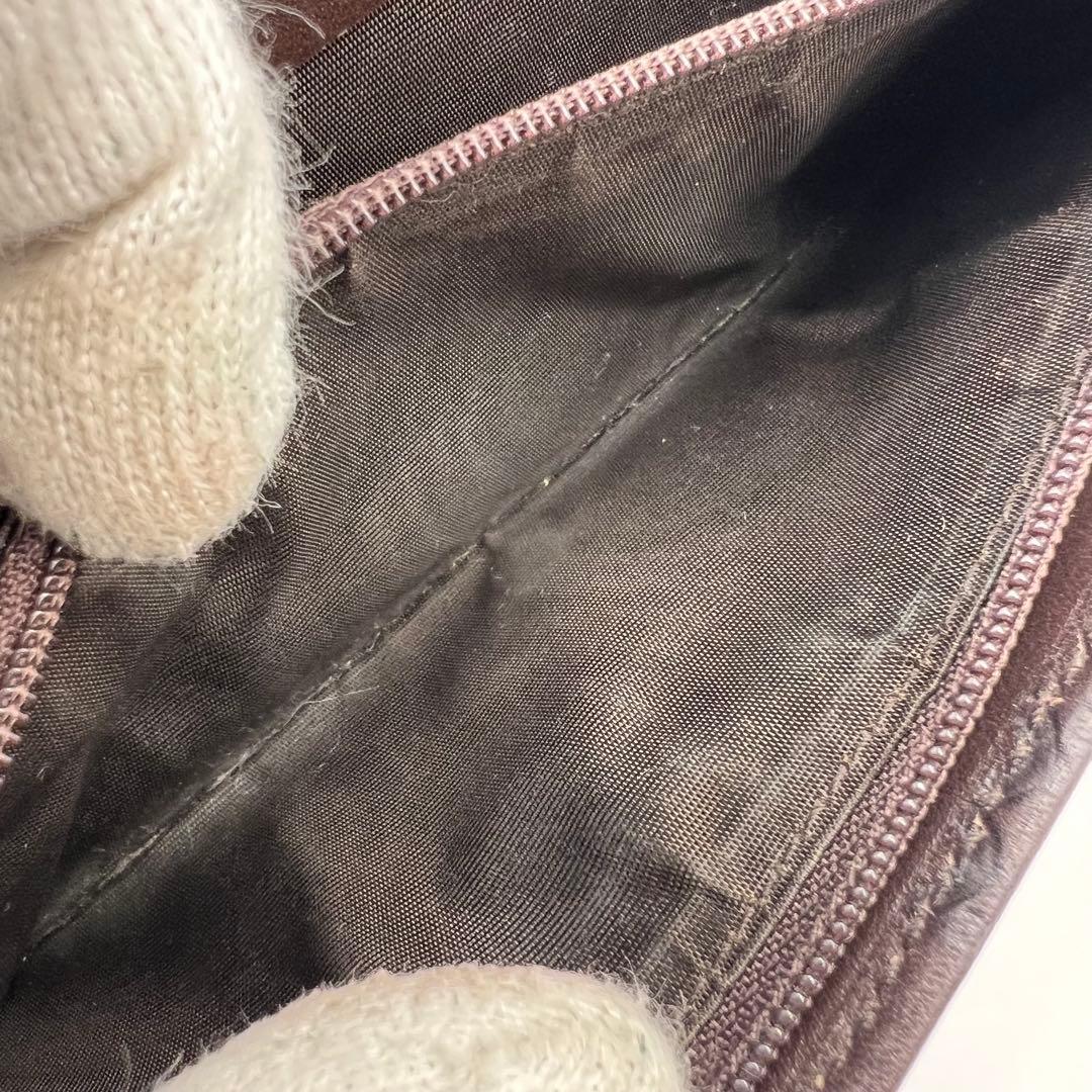 極美品✨グッチ 長財布 GG シマ レザー ダークブラウン ゴールド プレート