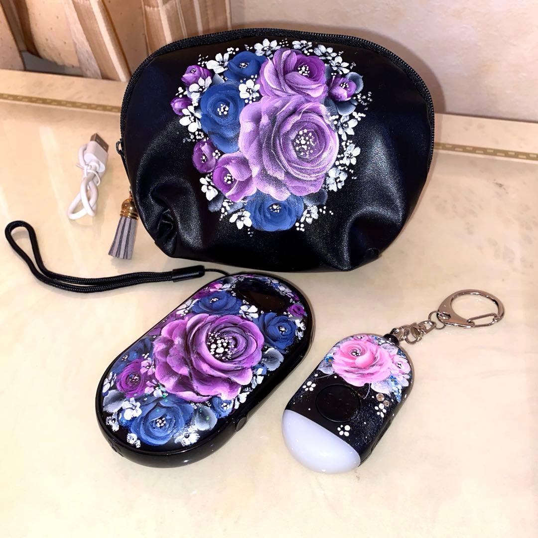 ジュエリーボックス　ランタン　懐中電灯　電子カイロ　防犯ブザー　薔薇　手描き