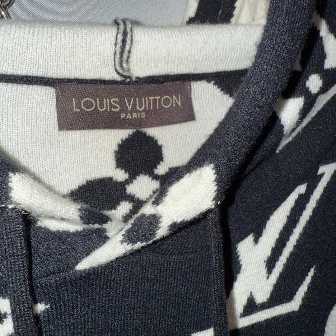LOUS VUITTON ルイヴィトン ニットパーカー 総柄 黒 ブラック - メルカリ