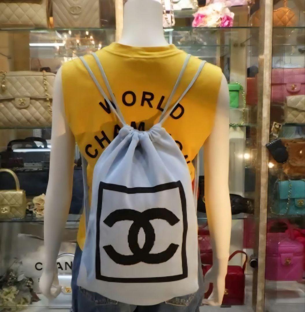 CHANELナップザックスポーツラインココマークブルーブラック美品