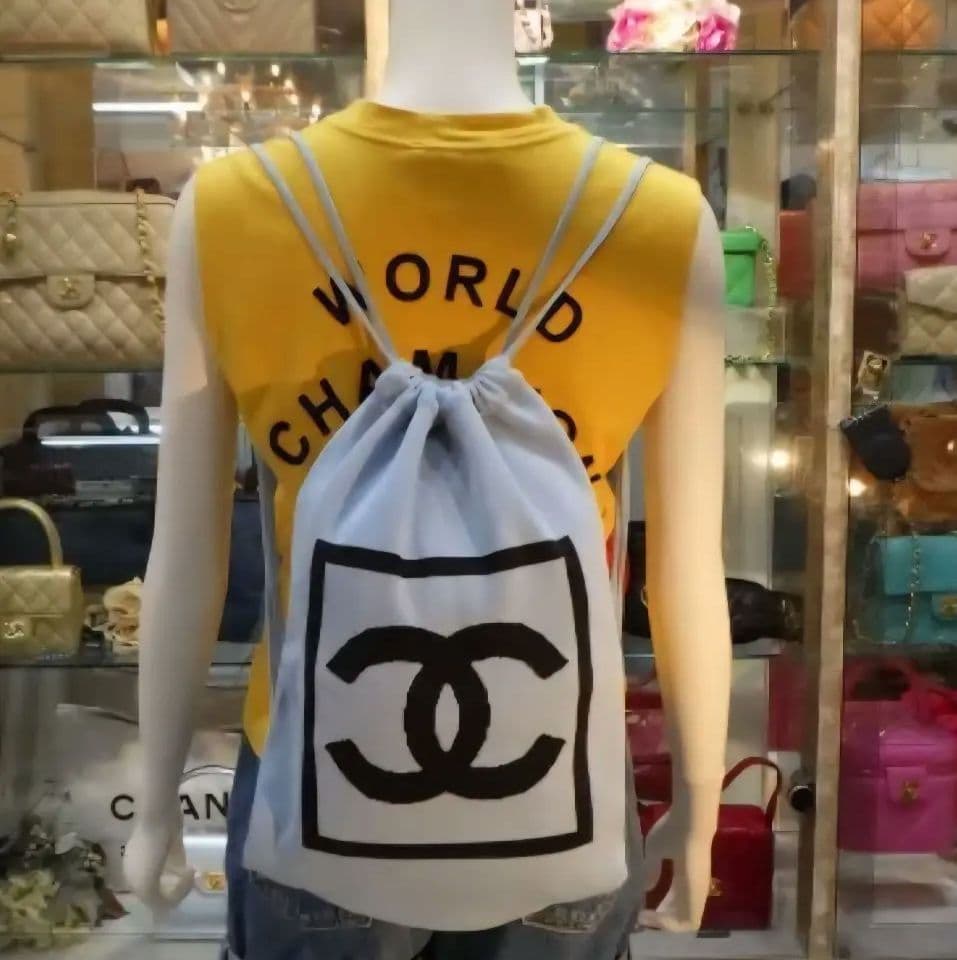 CHANELナップザックスポーツラインココマークブルーブラック美品