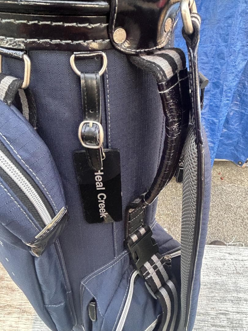 ○超美品【ヒールクリーク】キャディバッグ【紺】シューズケース付き