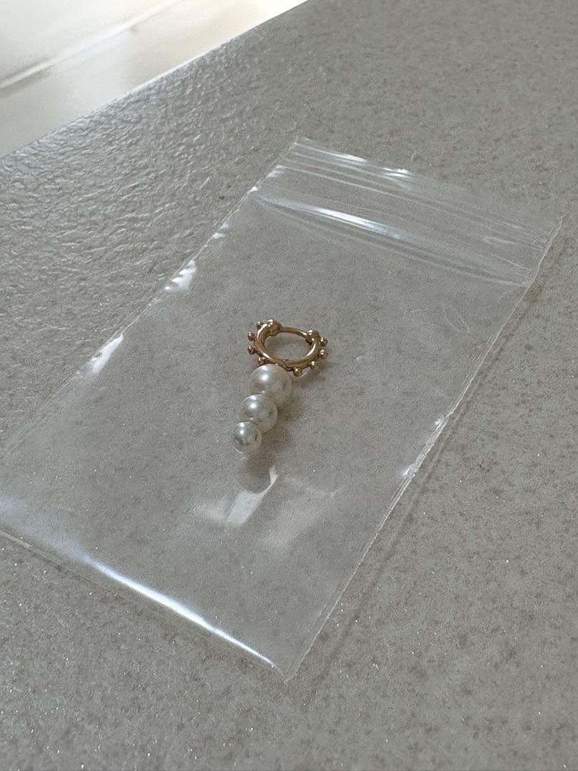 Hirotaka 片耳用ピアス パール3連 10k 正規 品