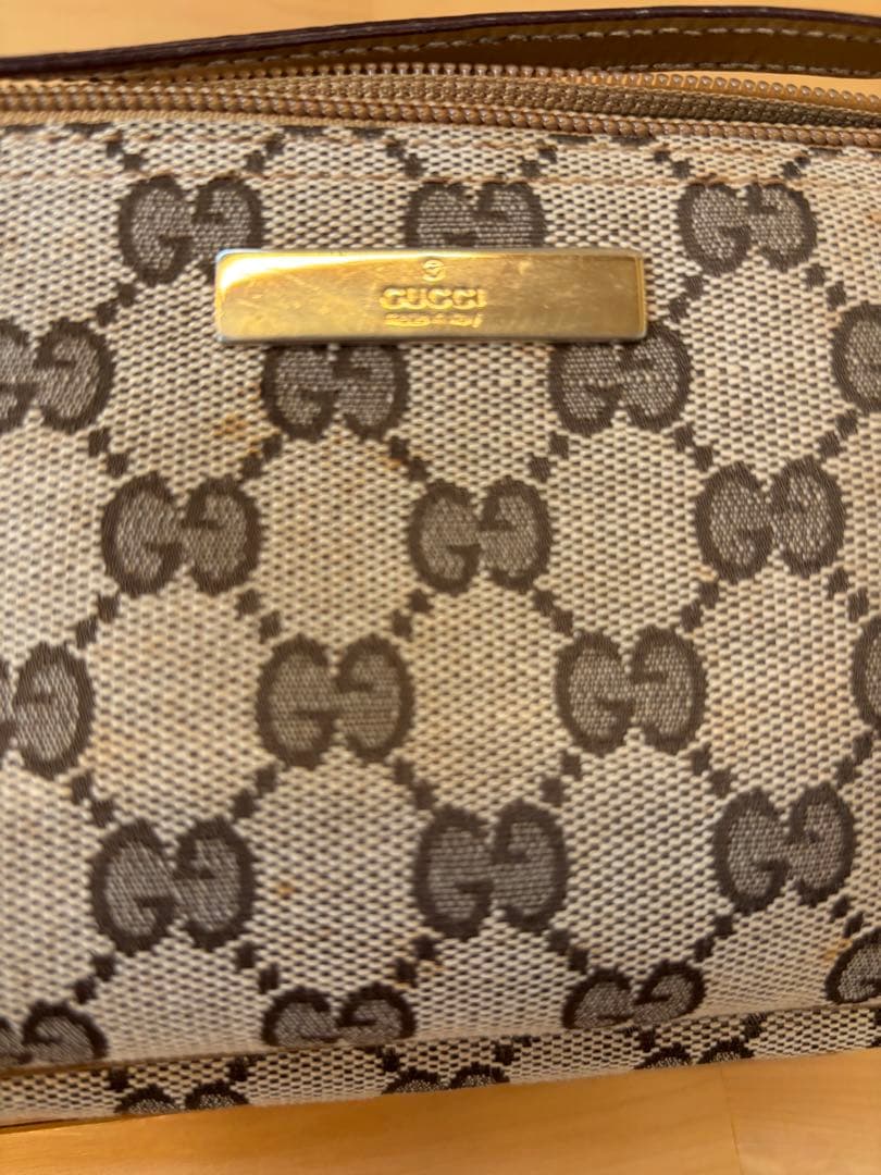 GUCCI GGキャンバスポーチ ベージュ/ブラウン　アクセサリーポーチ