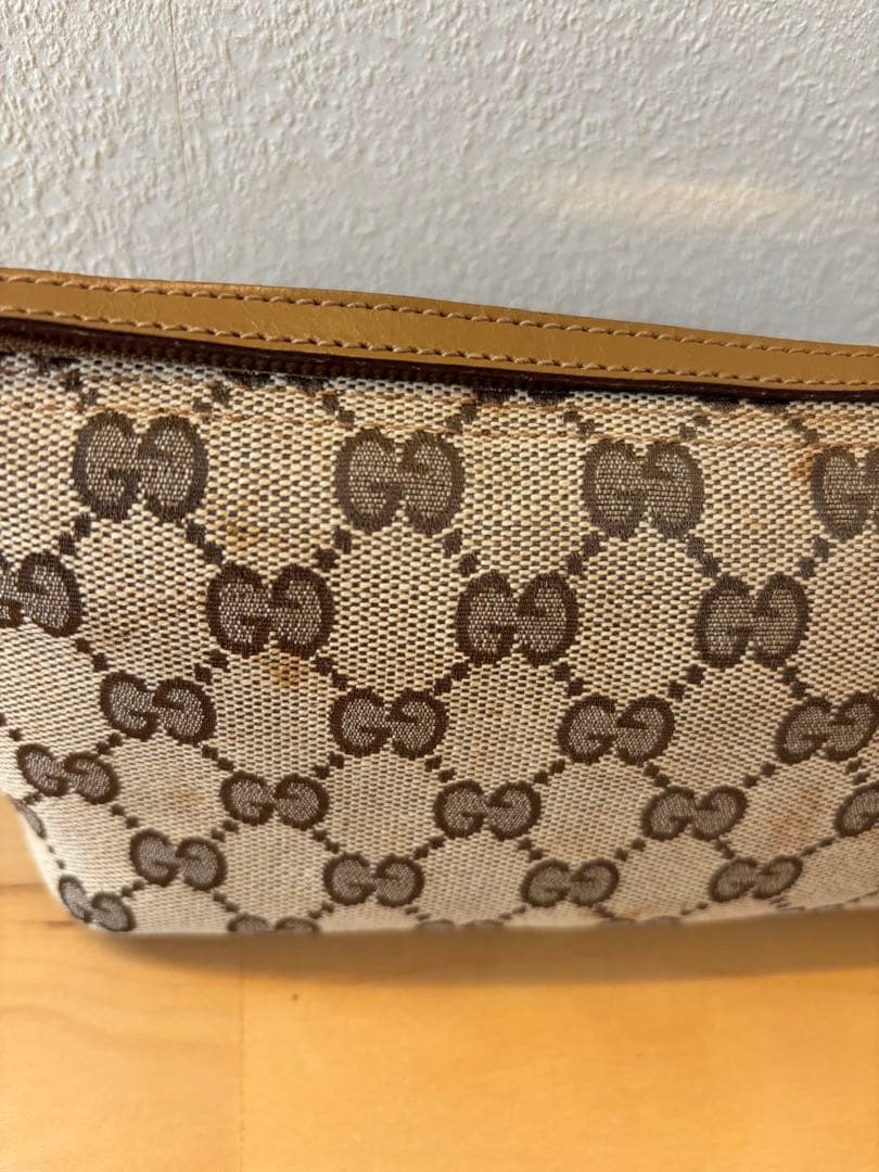 GUCCI GGキャンバスポーチ ベージュ/ブラウン　アクセサリーポーチ