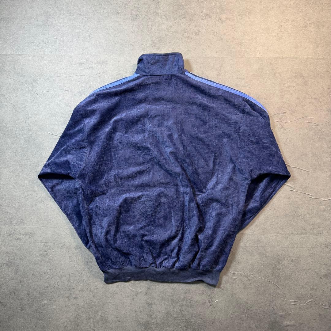 80s adidas ベロアトラックジャケット アディダス ジャージネイビー古着