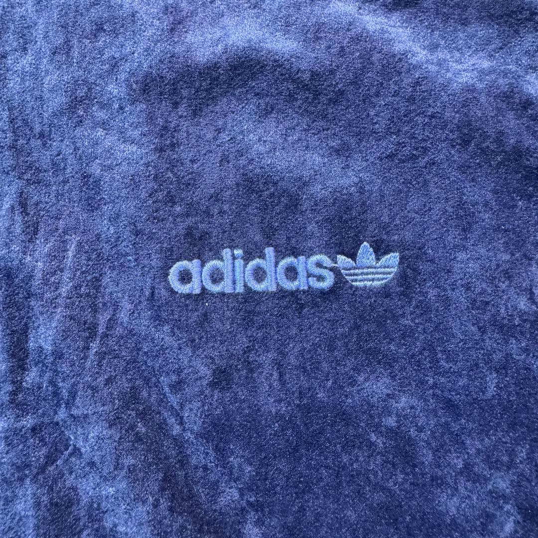 80s adidas ベロアトラックジャケット アディダス ジャージネイビー古着