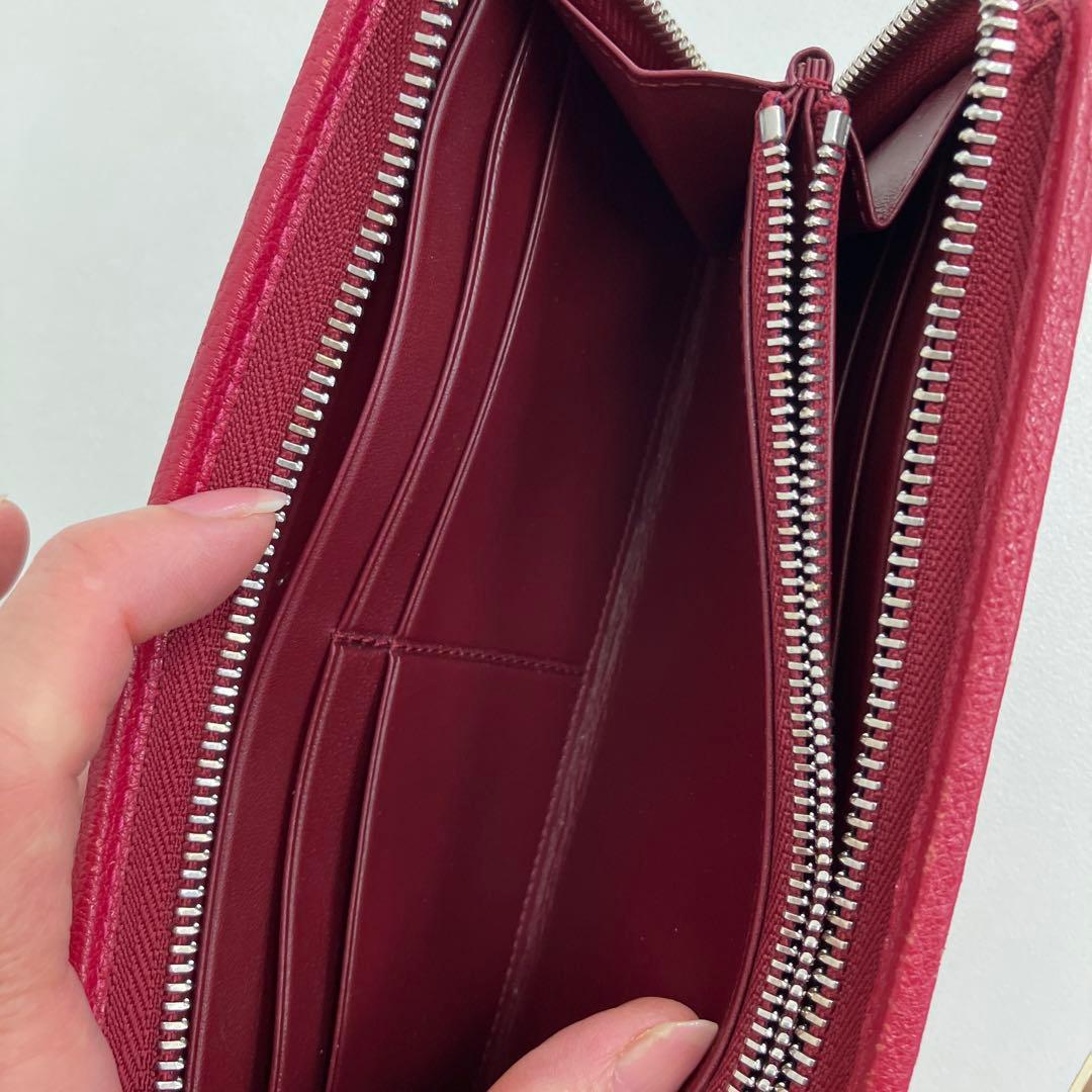 財布　ロエベ　レッド　赤　ZIP AROUND WALLET