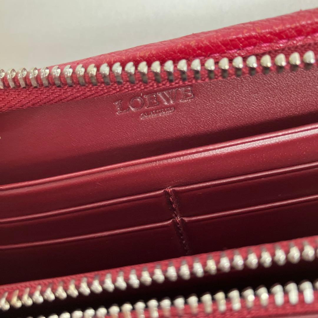 財布　ロエベ　レッド　赤　ZIP AROUND WALLET