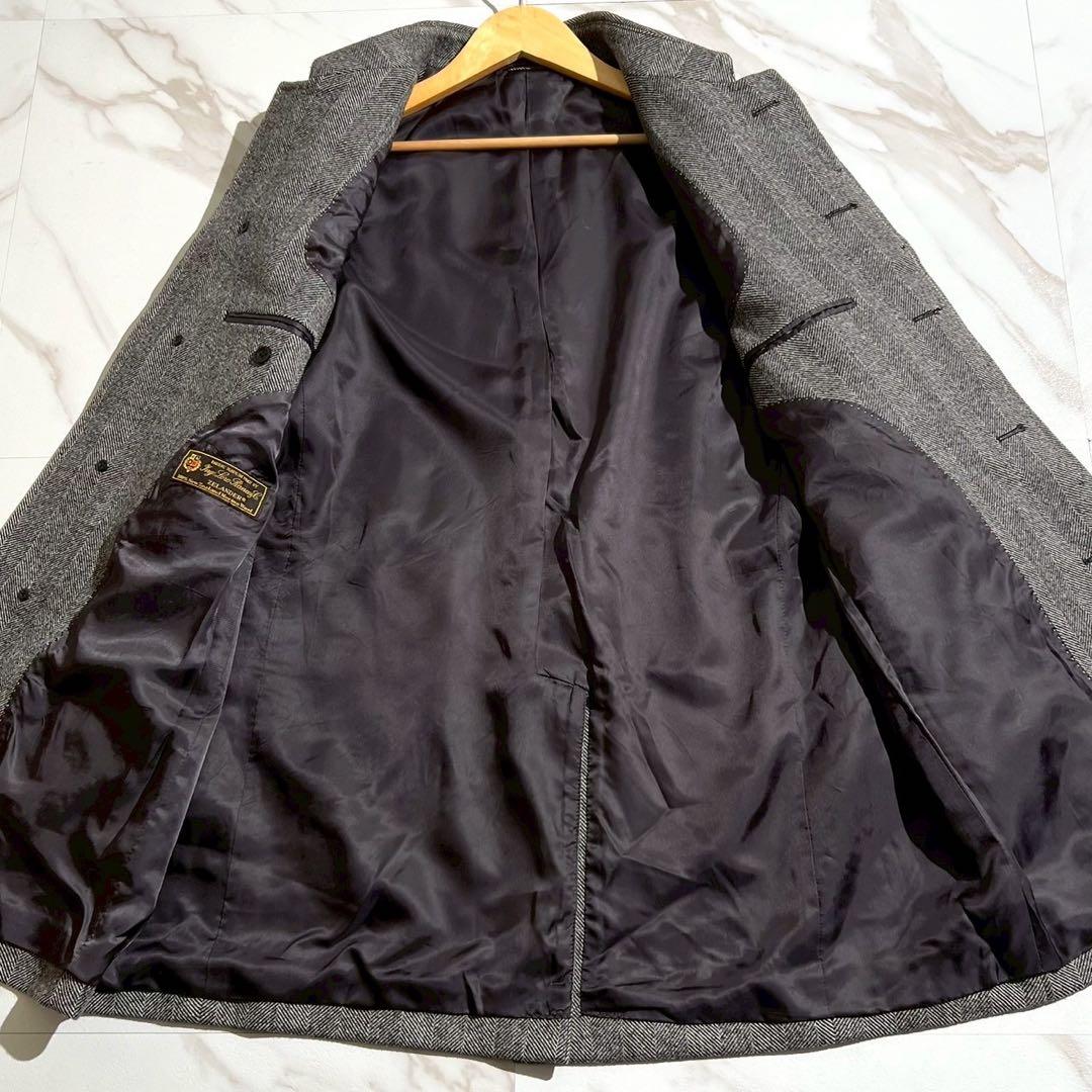 美品★ロロピアーナ★高級素材 ウールコート　ヘリンボーン ステンカラーコート M