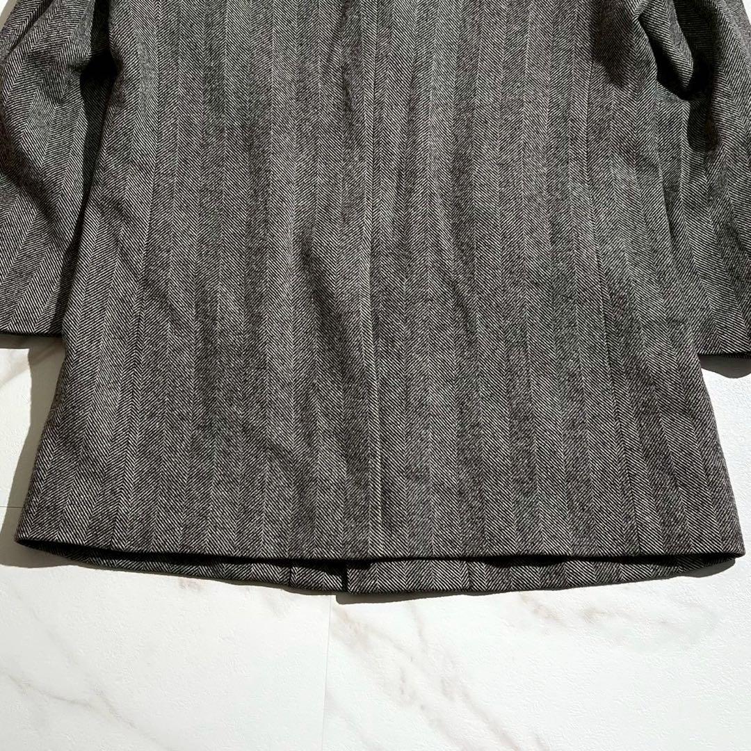 美品★ロロピアーナ★高級素材 ウールコート　ヘリンボーン ステンカラーコート M
