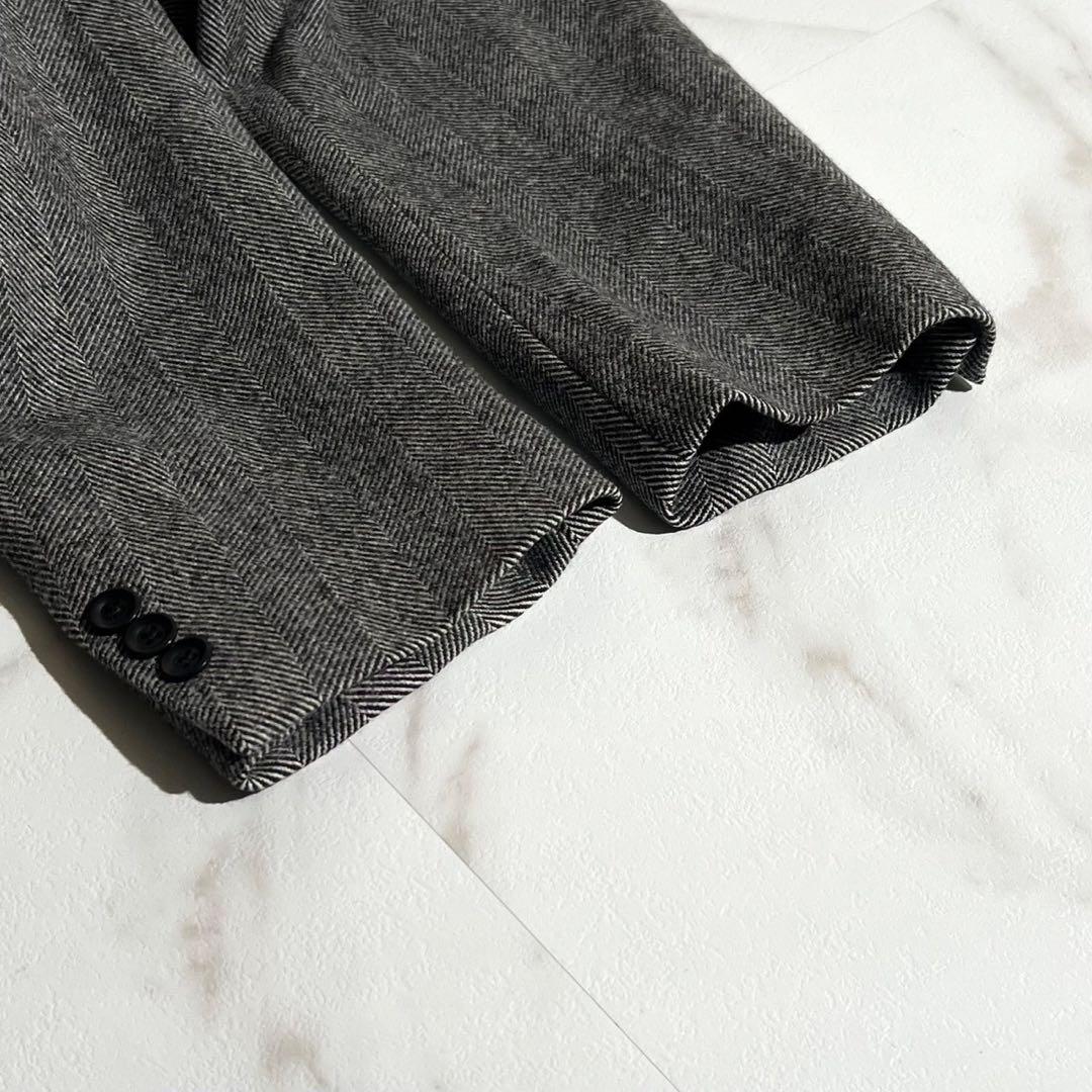 美品★ロロピアーナ★高級素材 ウールコート　ヘリンボーン ステンカラーコート M