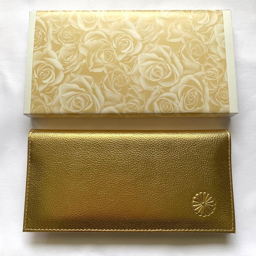 皇居 財布 長財布 ゴールド レザー 本革 皇居 限定 菊の御紋 日本 新品
