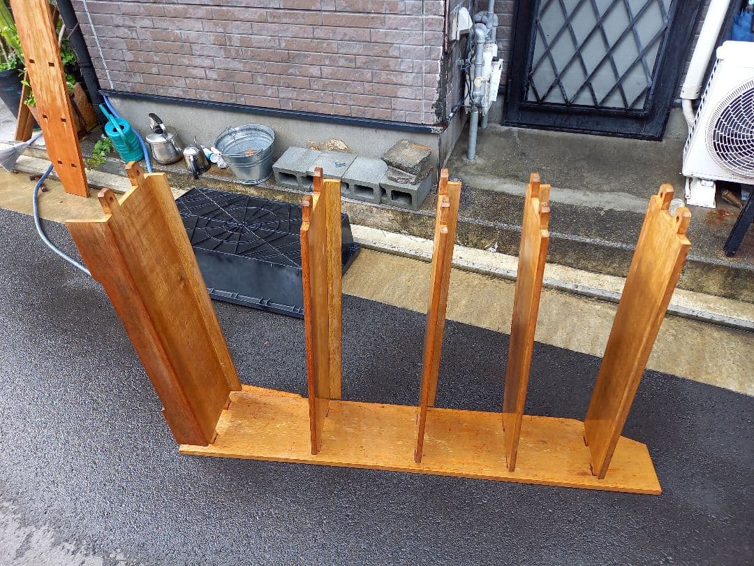 1960's　楔　細工　ウッド　サイド　オープン　ラック　キャビネット　シェルフ