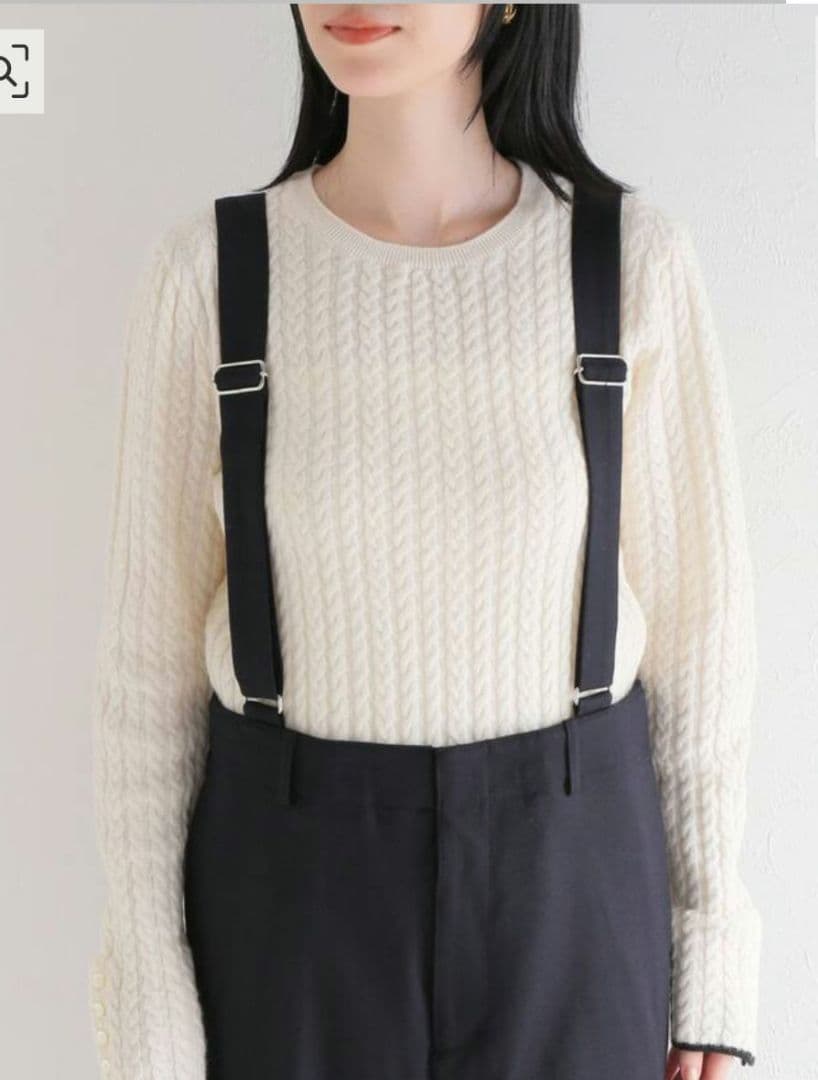 ＩＥＮＡハイウエストサスペンダーパンツ　ネイビー３６サイズ