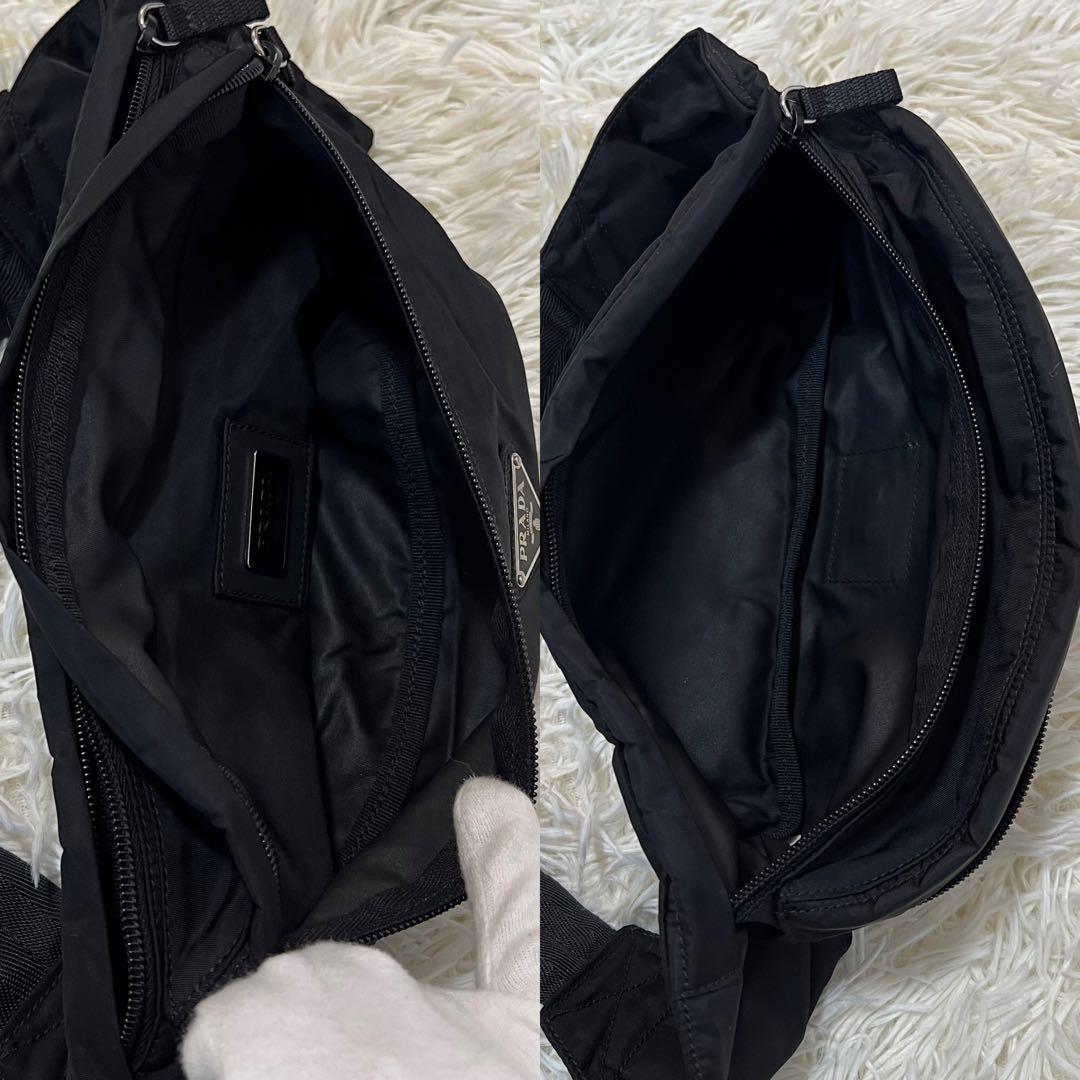 【未使用に近い】プラダ ボディバッグ 三角ロゴ ナイロン 黒 クロスボディ