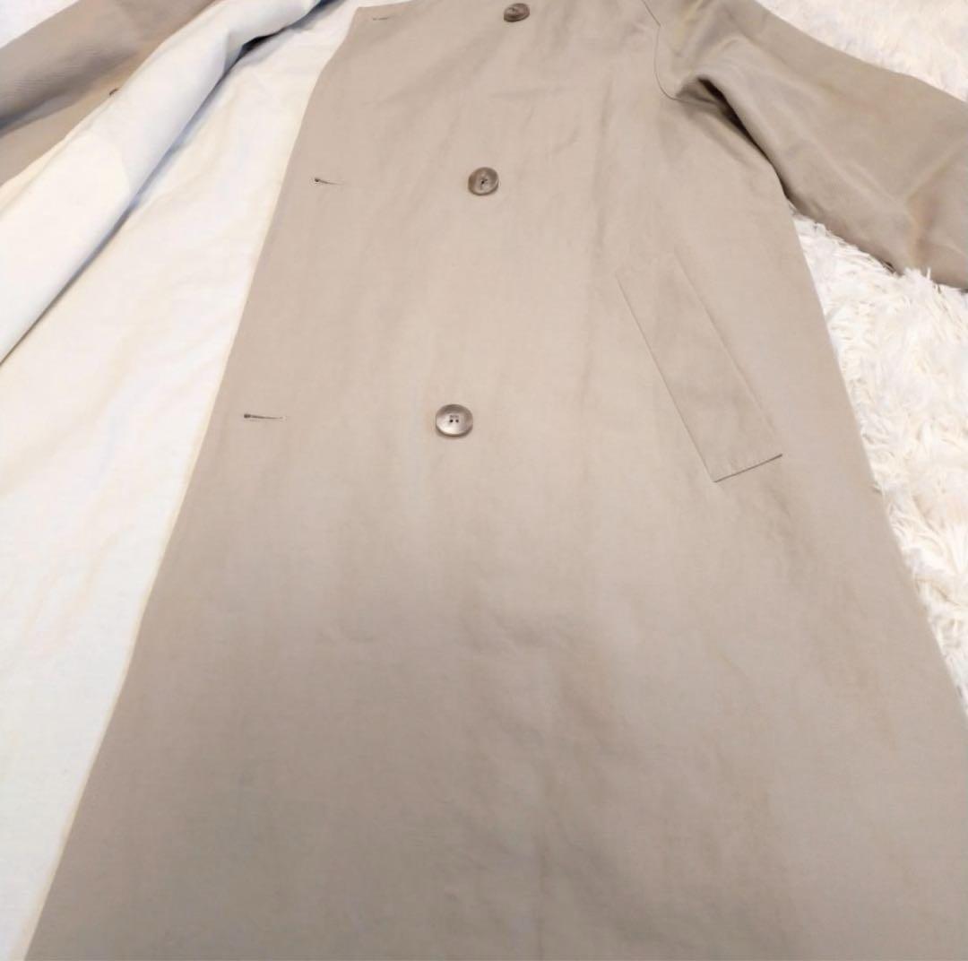 ギャルリーヴィ コットンリネンツイル ノーカラーコート 36 ベージュ