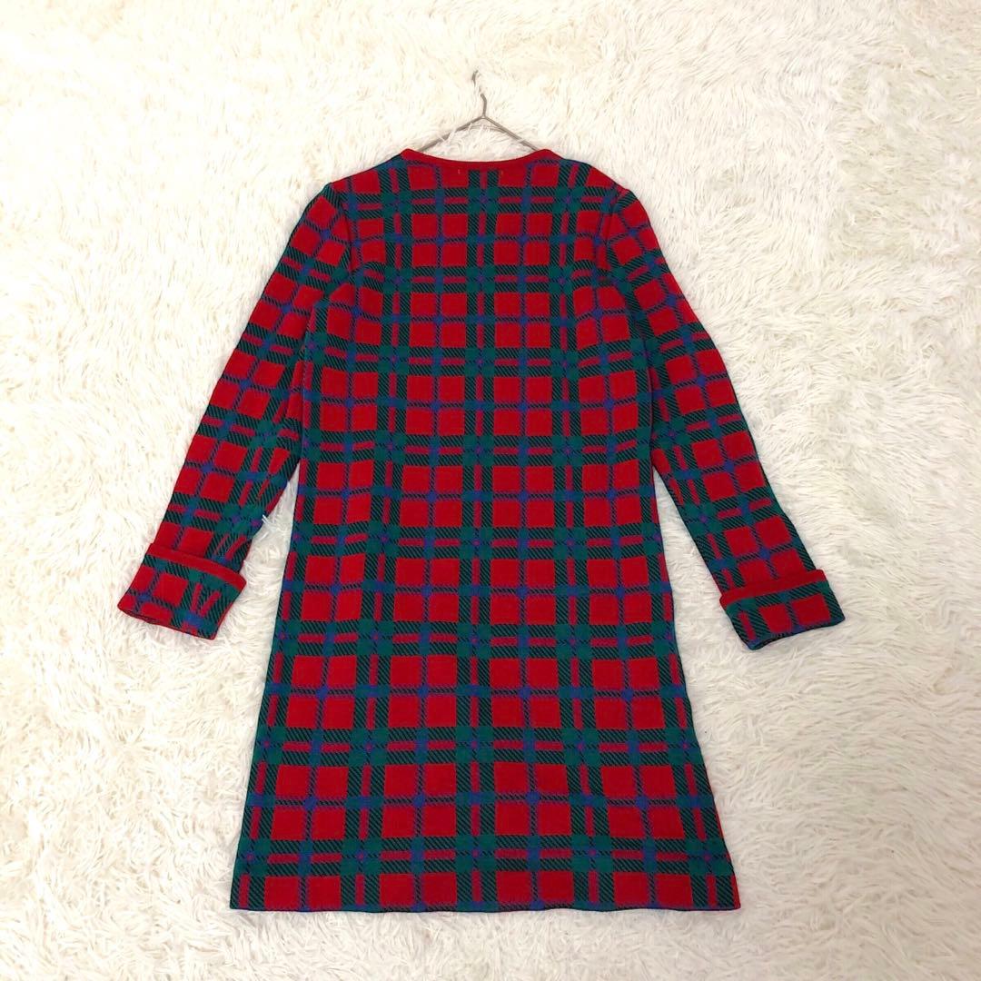 美品 イヴサンローラン ワンピース チェック ロング M ウール ニット 長袖