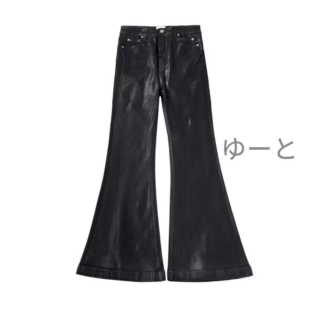 bolan似black waxed flare denim opium