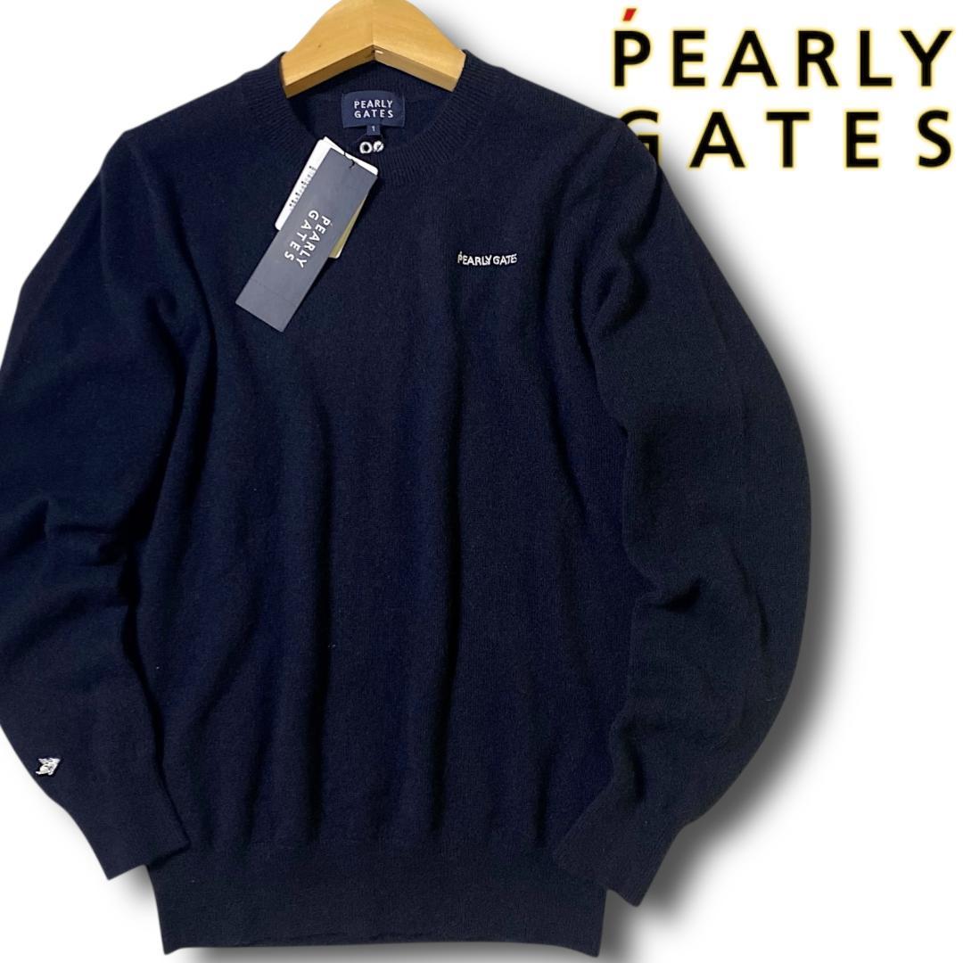 1 パーリーゲイツ 定3.3万 カシミヤ100% ロゴ刺繍 ニット セーター 紺