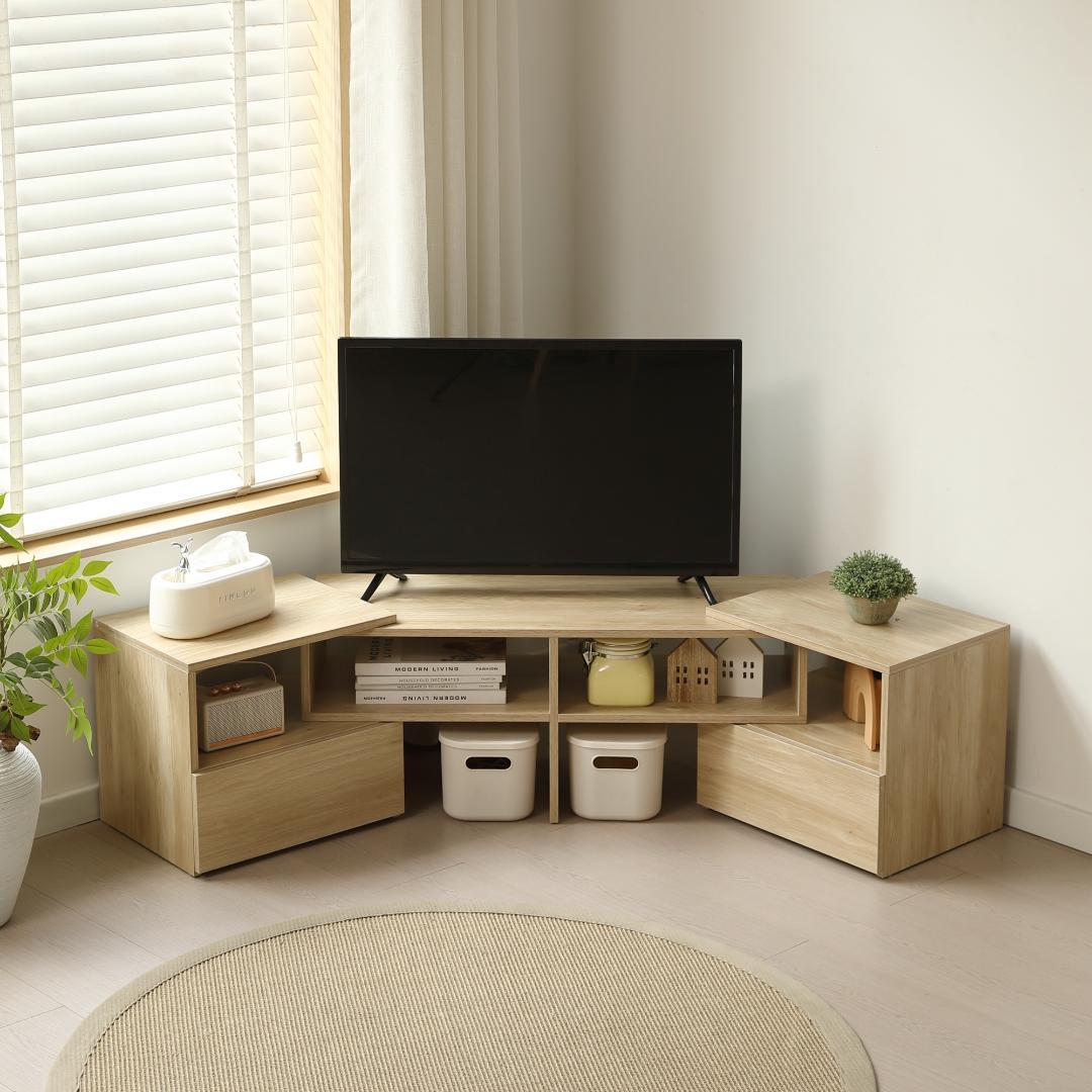 テレビ台 ローボード コーナーテレビ台 伸縮自由 幅93～172　NATURAL