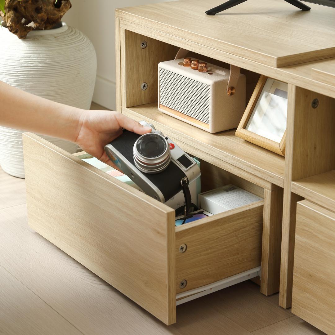 テレビ台 ローボード コーナーテレビ台 伸縮自由 幅93～172　NATURAL