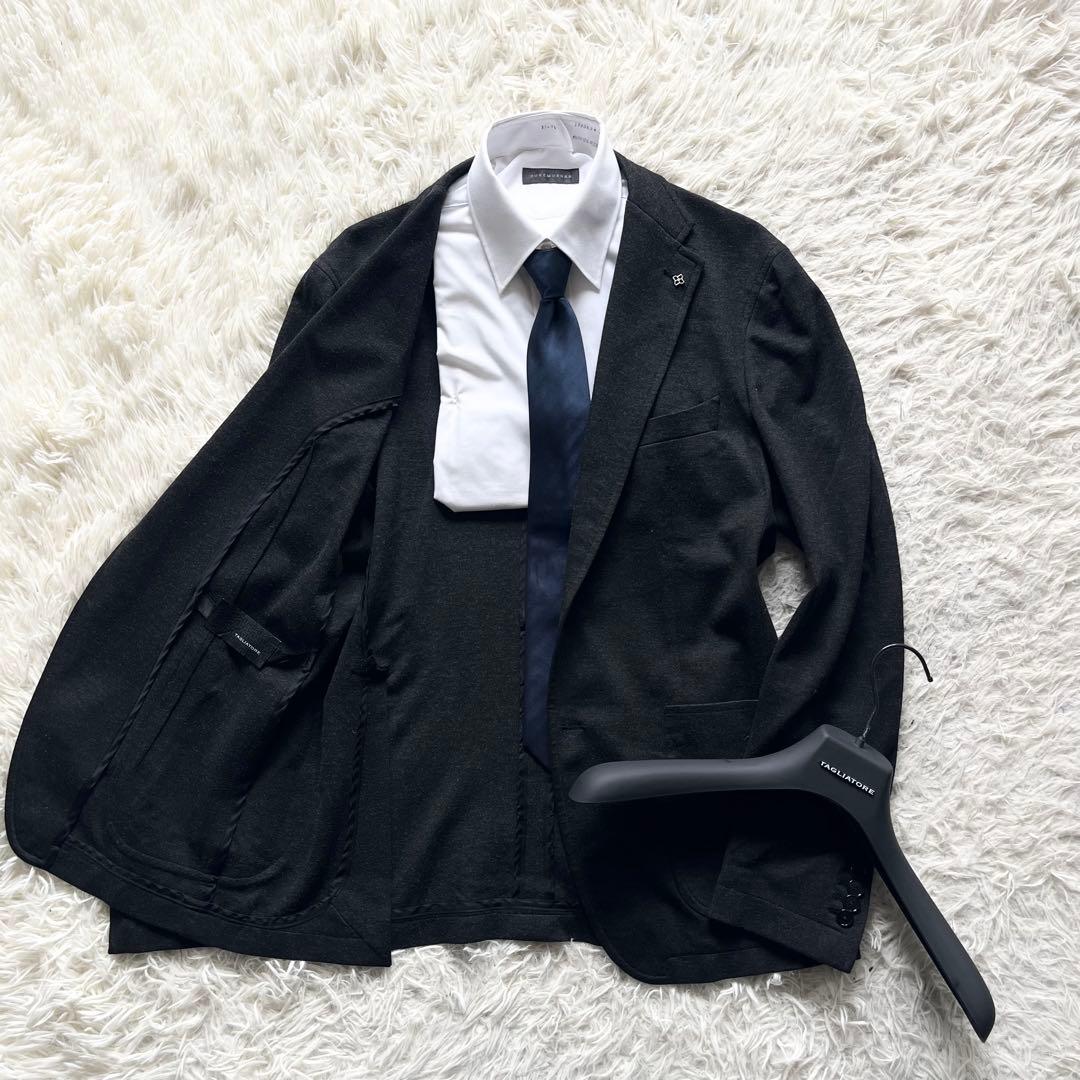 <美品>TAGLIATORE dakar新ロゴ グレー ジャージ ジャケット48