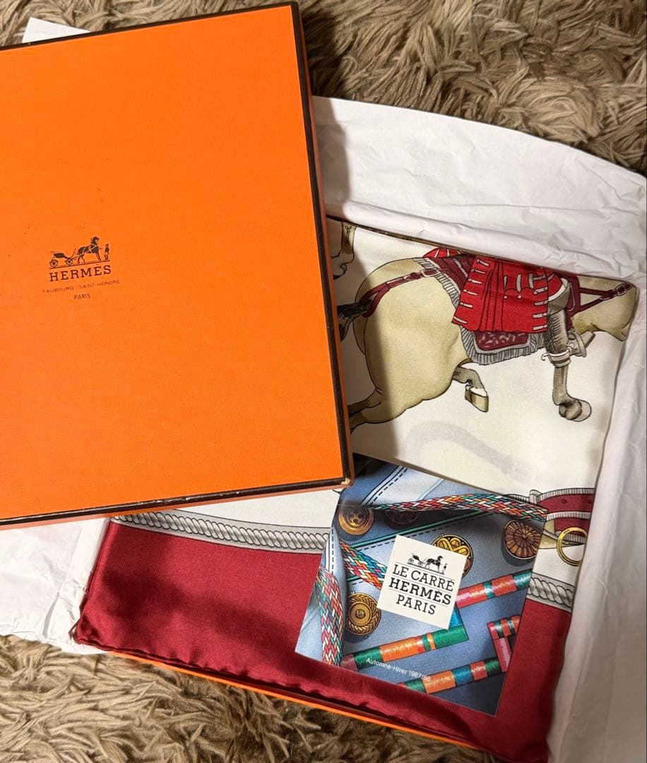 最終値下げ! 美品エルメス カレ90 乗馬風景 REPRISE スカーフ